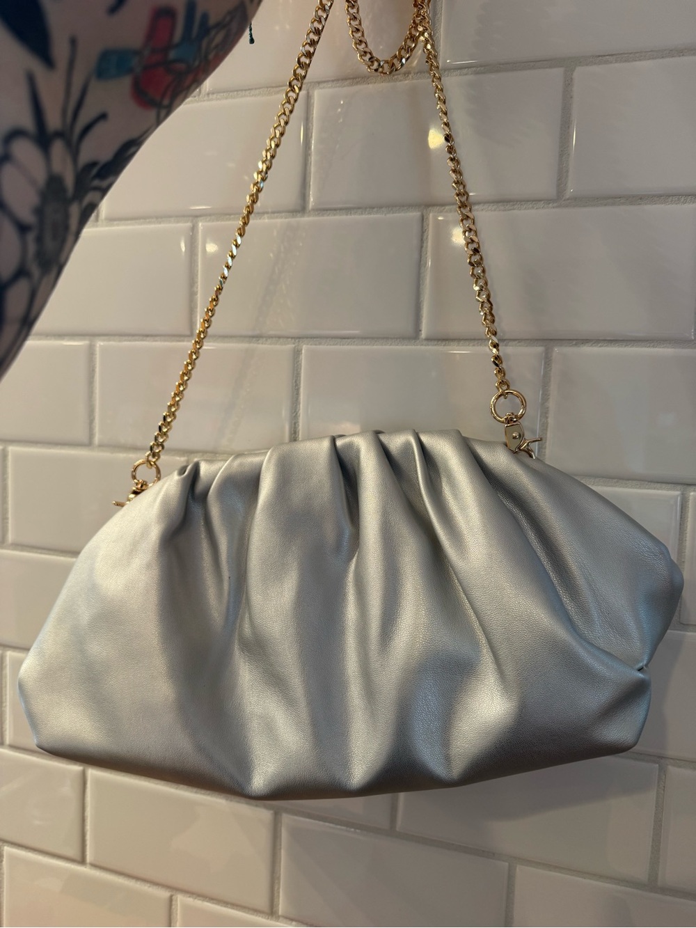 Poppy and Peonies Stylish Silver Chain-Handle Bag
